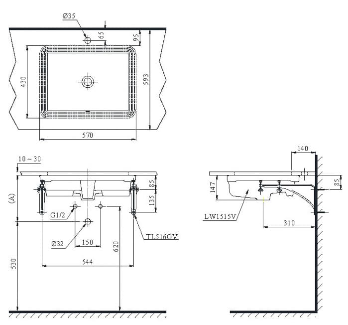 Ảnh 4 sản phẩm Chậu âm bàn TOTO LT1515XW mã LT1515XW