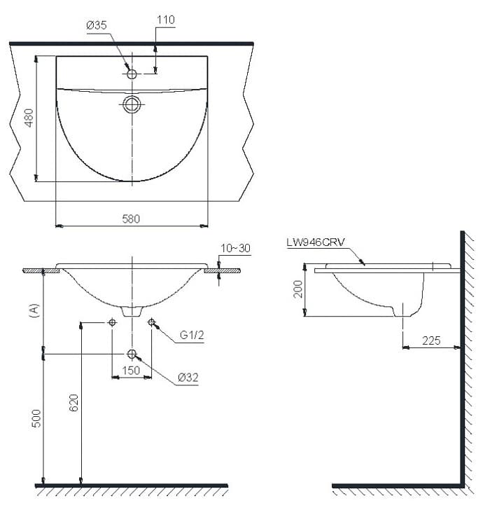Ảnh 4 sản phẩm Chậu lavabo dương vành TOTO L946CRW mã L946CRW
