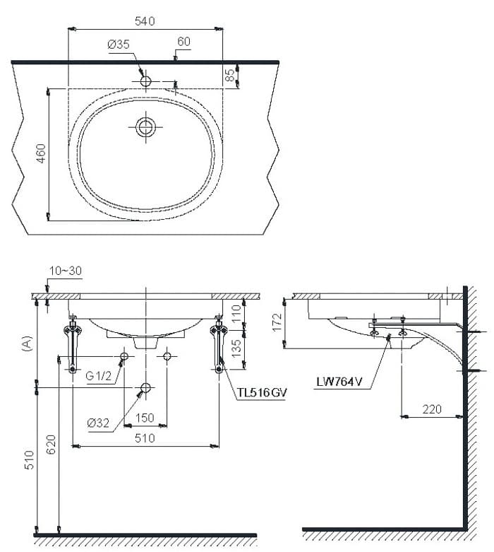 Ảnh 4 sản phẩm Chậu rửa âm bàn TOTO LT764XW mã LT764XW