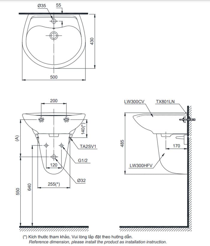 Ảnh 3 sản phẩm Chậu treo tường chân lửng TOTO LHT300CRW mã LHT300CRW