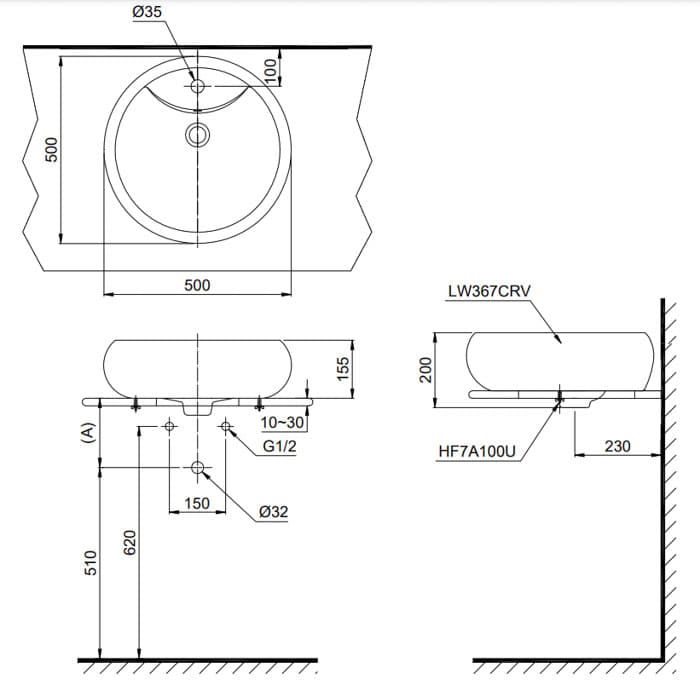 Ảnh 3 sản phẩm Chậu rửa lavabo cao cấp LT367CR hình tròn TOTO LT367CRXW mã LT367CRXW