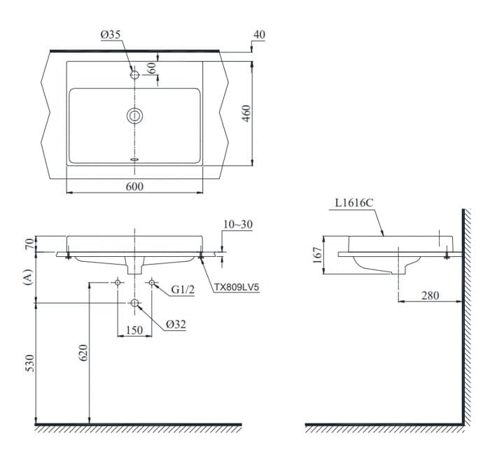 Ảnh 3 sản phẩm Chậu rửa lavabo đặt trên bàn L1616C TOTO L1616CW mã L1616CW