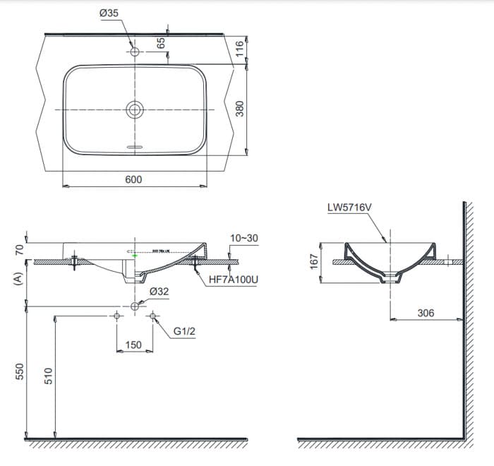 Ảnh 3 sản phẩm Chậu đặt bàn TOTO LT5716XW mã LT5716XW
