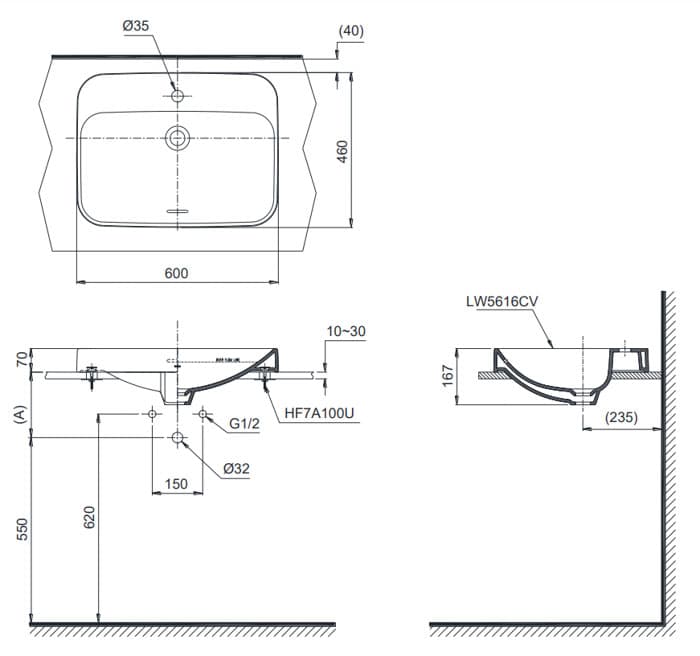 Ảnh 3 sản phẩm Chậu đặt trên bàn TOTO LT5616CXW mã LT5616CXW