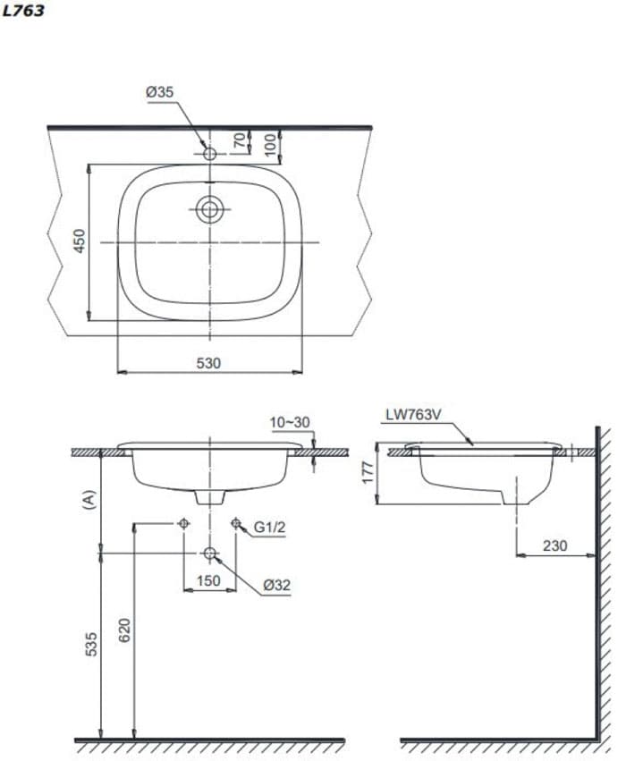 Ảnh 2 sản phẩm Chậu đặt dương vành TOTO L763XW mã L763XW